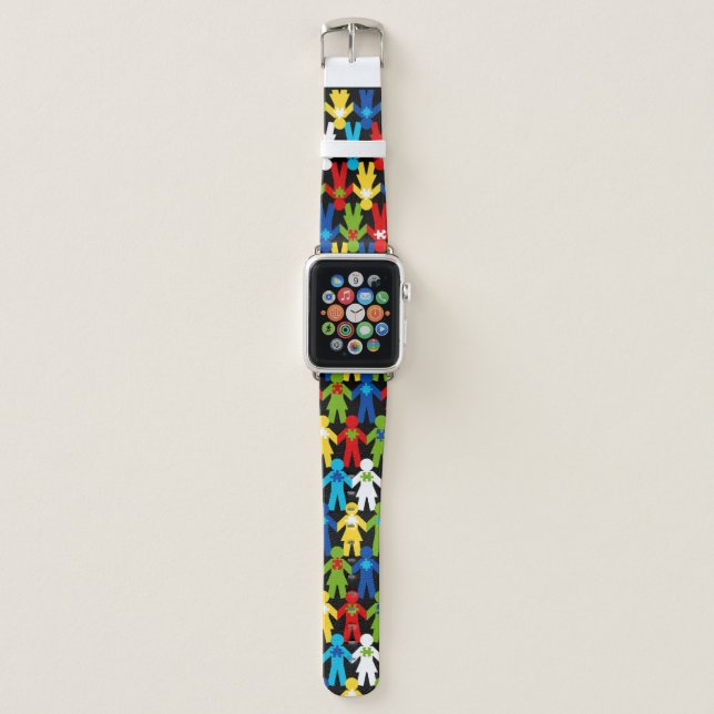 Autism Awareness Support Puzzle Piece PEOPLE Apple Watch Band (Front)