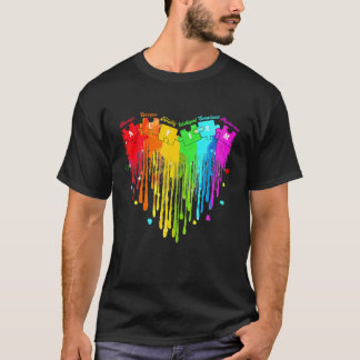 Autism Awareness Support Rainbow Glitter Autism Pu T-Shirt