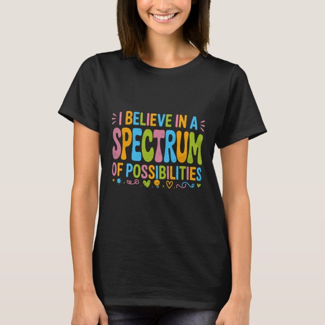 Autism Awareness Support rainbow T-Shirt (Front)