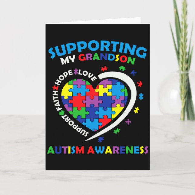 Autism Awareness Supporting My Grandson Support Au Card (Front)