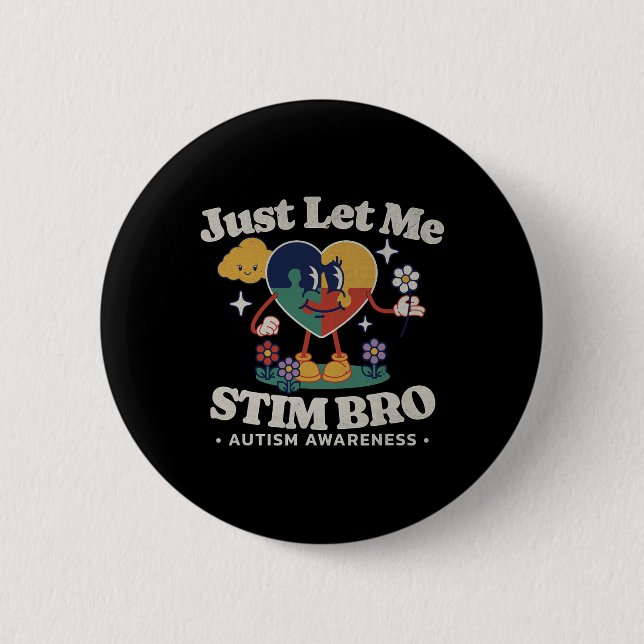 Autism Awareness Supportive Stimming Cute Butterfl Button (Front)