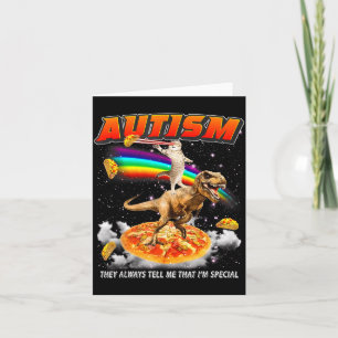 Autism Awareness T-rex Cat Meme Neurodiversity Pri Card