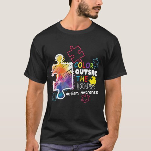Autism Awareness T shirt Colour outside the line T