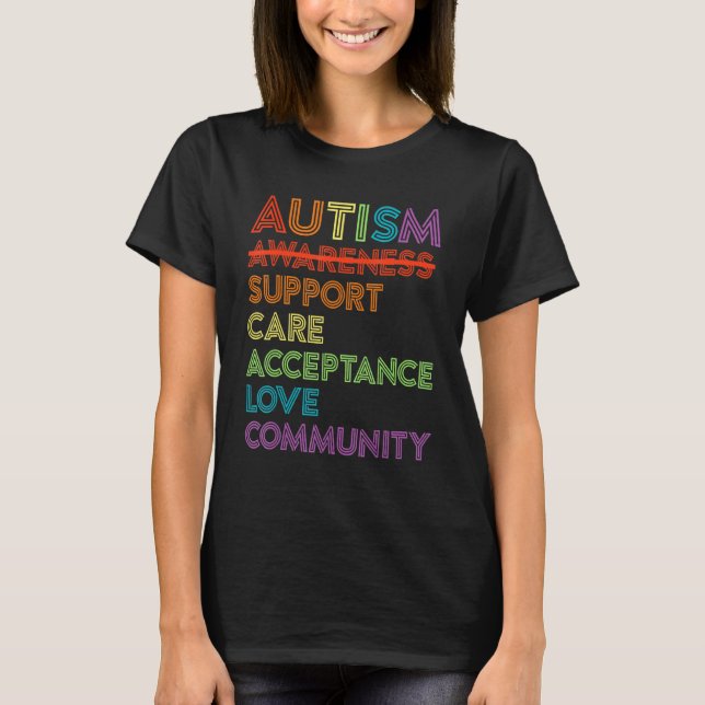 Autism Awareness T Shirt Support Care Acceptance A (Front)