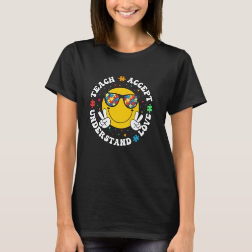 Autism Awareness Teacher Puzzle Teach Accept Under T-Shirt