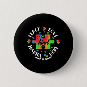 Autism Awareness Teacher Puzzle Teach Hope Love In Button