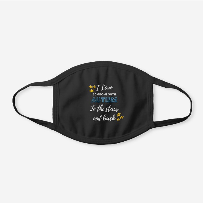 Autism Awareness To The Stars And Back Reusable Black Cotton Face Mask Zazzle Com
