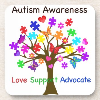 Autism Awareness Tree Beverage Coaster by AutismSupportShop at Zazzle