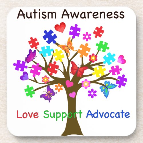 Autism Awareness Tree Beverage Coaster