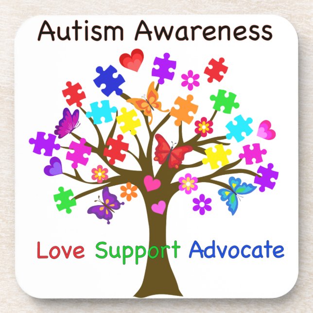 Autism Awareness Tree Beverage Coaster (Front)