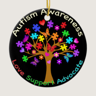 Autism Awareness Tree Ceramic Ornament