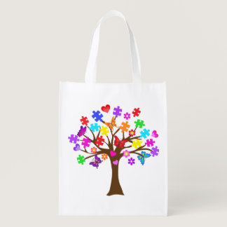Autism Awareness Tree Grocery Bag