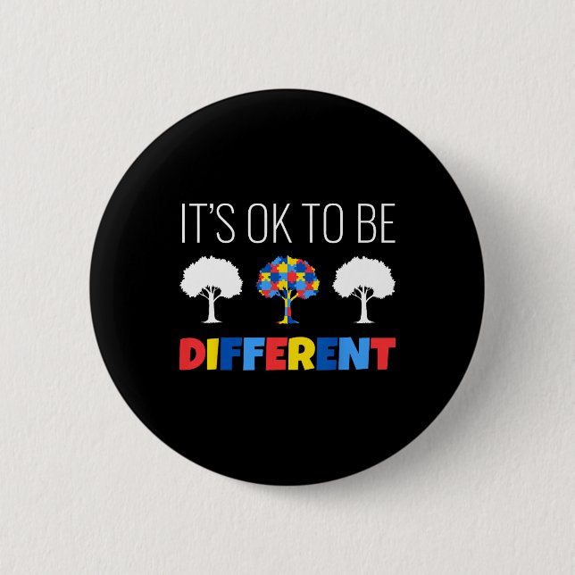 Autism Awareness Tree It’s Ok To Be Different  Button (Front)