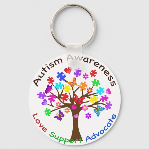 Autism Awareness Tree Keychain