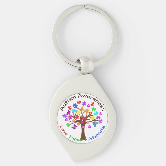 Autism Awareness Tree Keychain (Front)