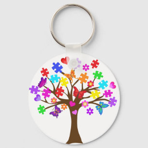 Autism Awareness Tree Keychain