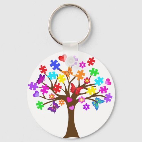 Autism Awareness Tree Keychain