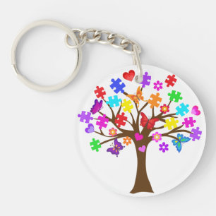 Autism Awareness Tree Keychain