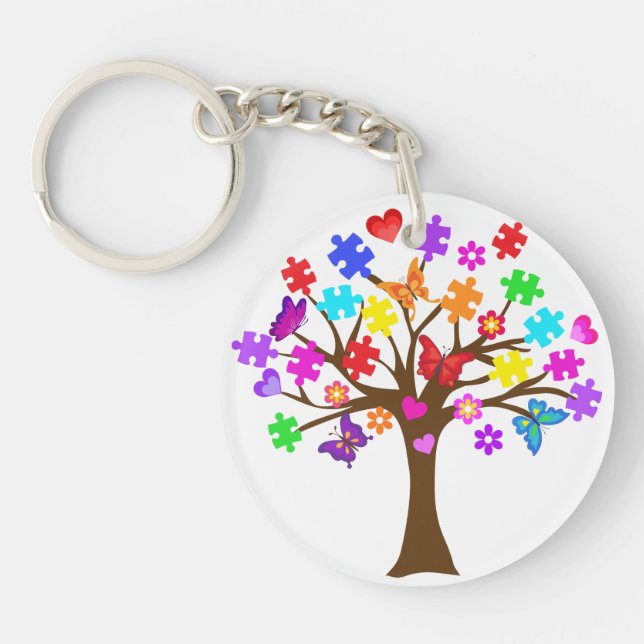 Autism Awareness Tree Keychain (Front)