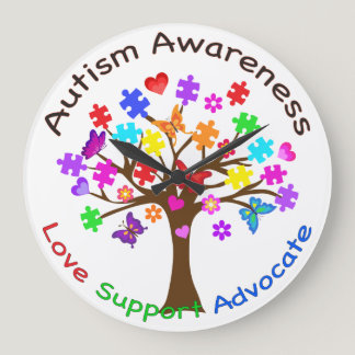 Autism Awareness Tree Large Clock