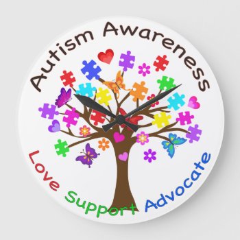 Autism Awareness Tree Large Clock by AutismSupportShop at Zazzle
