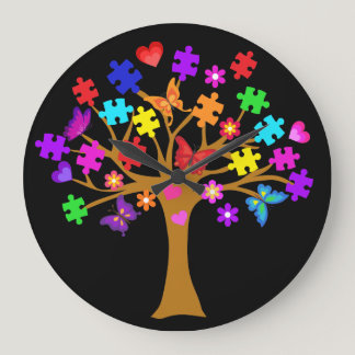 Autism Awareness Tree Large Clock