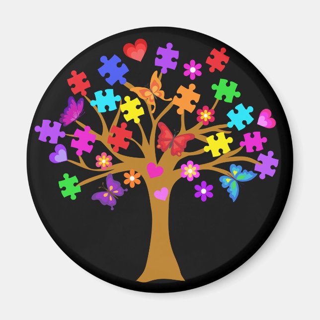 Autism Awareness Tree Magnet (Front)