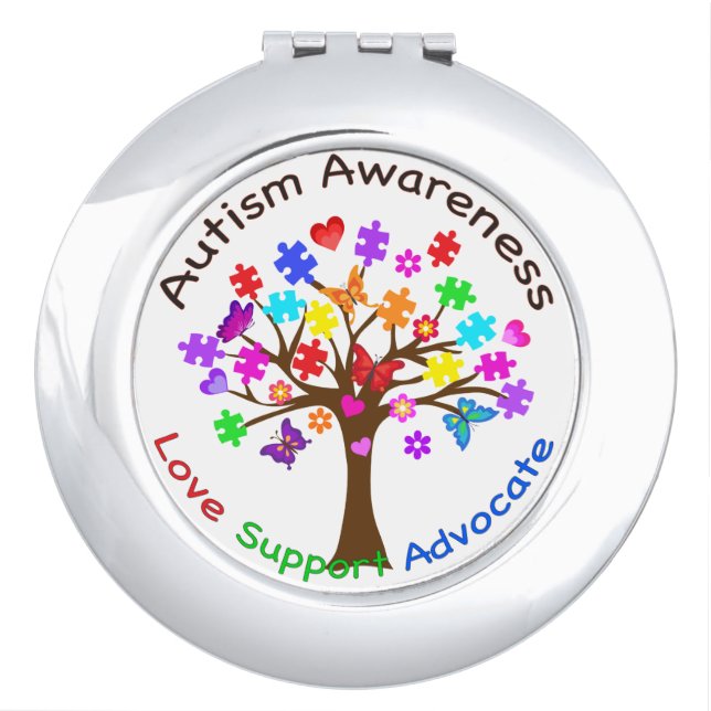 Autism Awareness Tree Mirror For Makeup (Front)