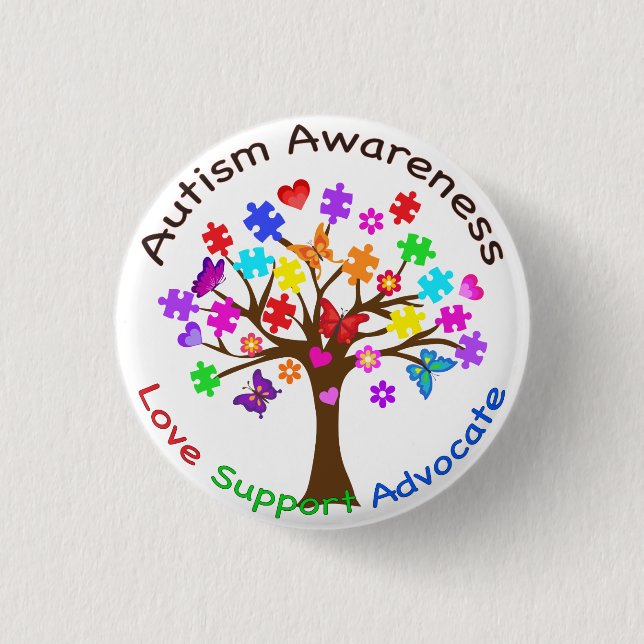 Autism Awareness Tree Pinback Button (Front)