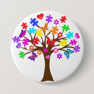 Autism Awareness Tree Pinback Button