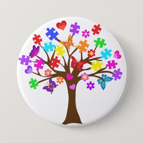 Autism Awareness Tree Pinback Button