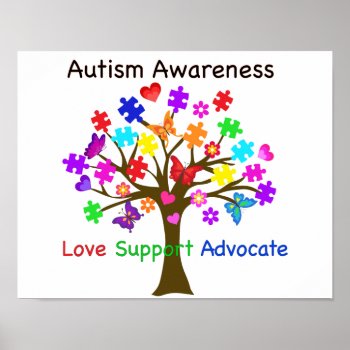 Autism Awareness Tree Poster by AutismSupportShop at Zazzle