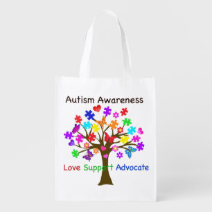 Autism Awareness Tree Reusable Grocery Bag
