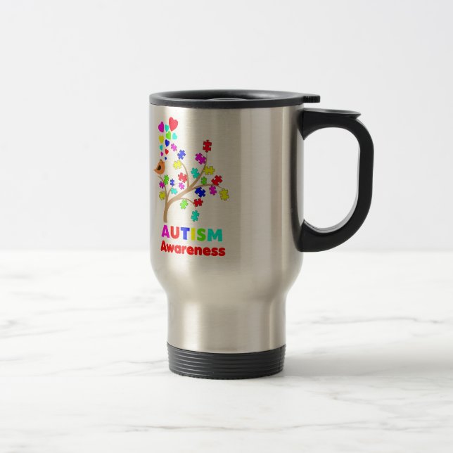 Autism awareness tree travel mug (Right)
