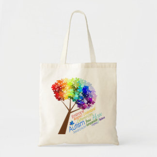 Autism Awareness Tree with Words Tote Bag