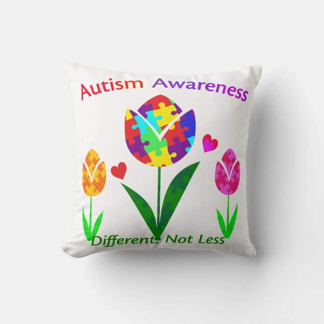 Autism Awareness Tulip Throw Pillow (Front)