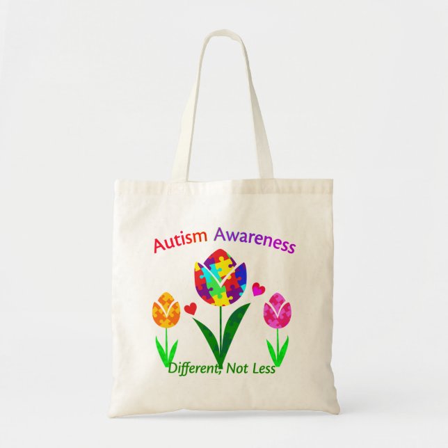 Autism Awareness Tulip Tote Bag (Front)