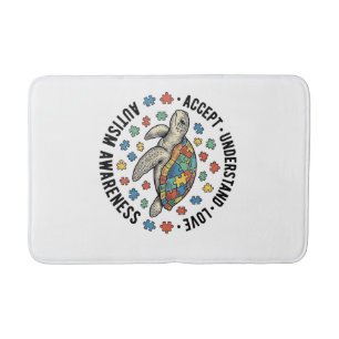Autism Awareness Turtle Puzzle Vector Design_1 Bath Mat