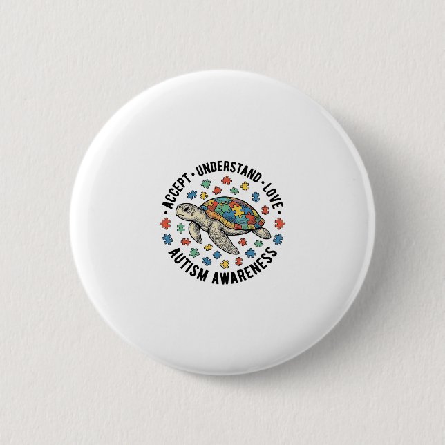 Autism Awareness Turtle Puzzle Vector Design_1 Button (Front)
