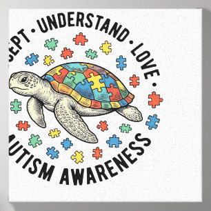 Autism Awareness Turtle Puzzle Vector Design_1 Canvas Photo Tile