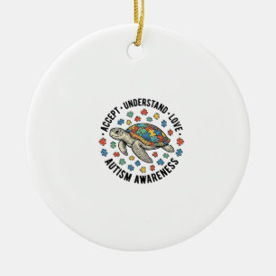 Autism Awareness Turtle Puzzle Vector Design_1 Ceramic Ornament