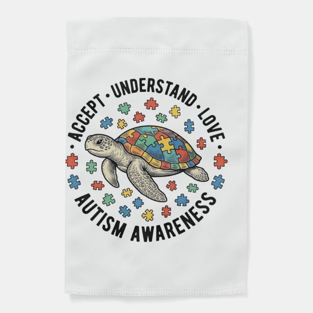 Autism Awareness Turtle Puzzle Vector Design_1 Garden Flag (Front)