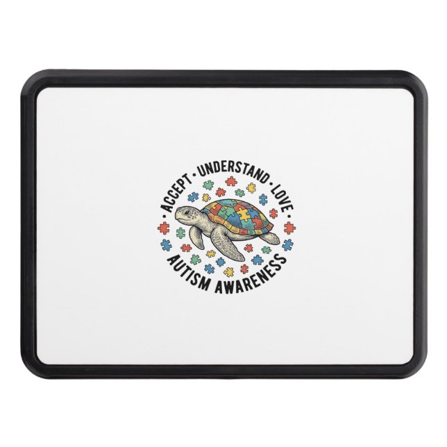 Autism Awareness Turtle Puzzle Vector Design_1 Hitch Cover (Front)