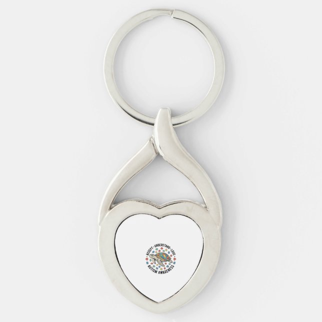 Autism Awareness Turtle Puzzle Vector Design_1 Keychain (Front)