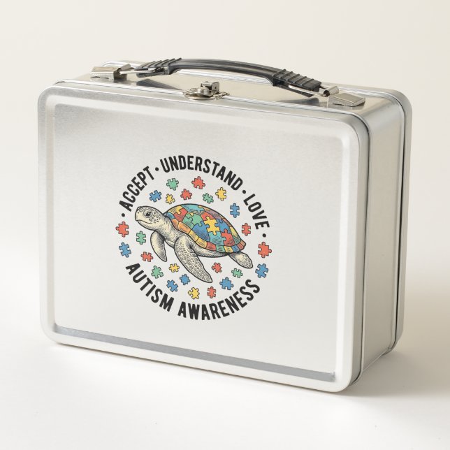 Autism Awareness Turtle Puzzle Vector Design_1 Metal Lunch Box (Front)