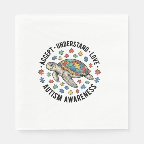 Autism Awareness Turtle Puzzle Vector Design_1 Napkins