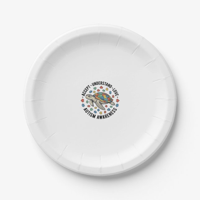 Autism Awareness Turtle Puzzle Vector Design_1 Paper Plates (Front)