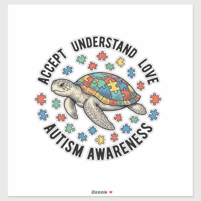 Autism Awareness Turtle Puzzle Vector Design_1 Sticker (Sheet)