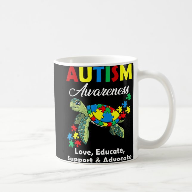 Autism Awareness Turtles Puzzle Mom Support Autist Coffee Mug (Right)
