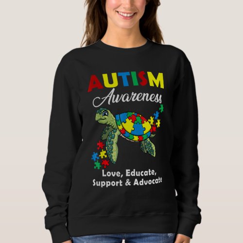 Autism Awareness Turtles Puzzle Mom Support Autist Sweatshirt